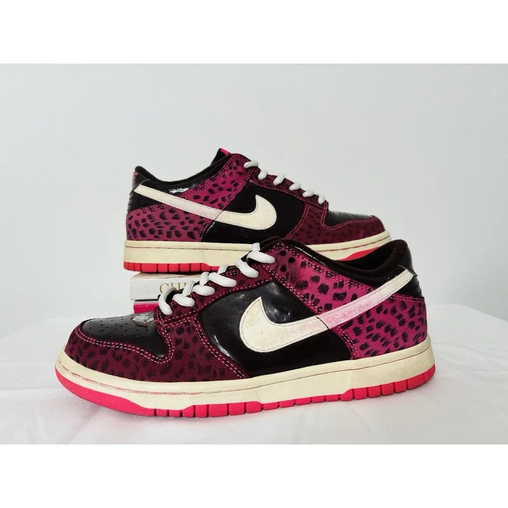 Nike Dunk Low GS Sail Dark Cinder‎ Laser Pink White Leopard 309601-211 Size 5.5Y